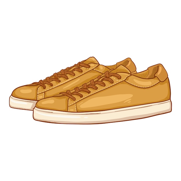 Vector Cartoon Yellow Sneakers Smart Casual Shoes Illustration