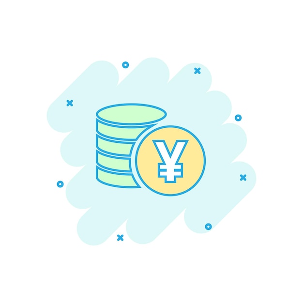 Vector cartoon yen yuan geld valuta icoon in strip stijl Yen munt concept illustratie pictogram Azië geld business splash effect concept