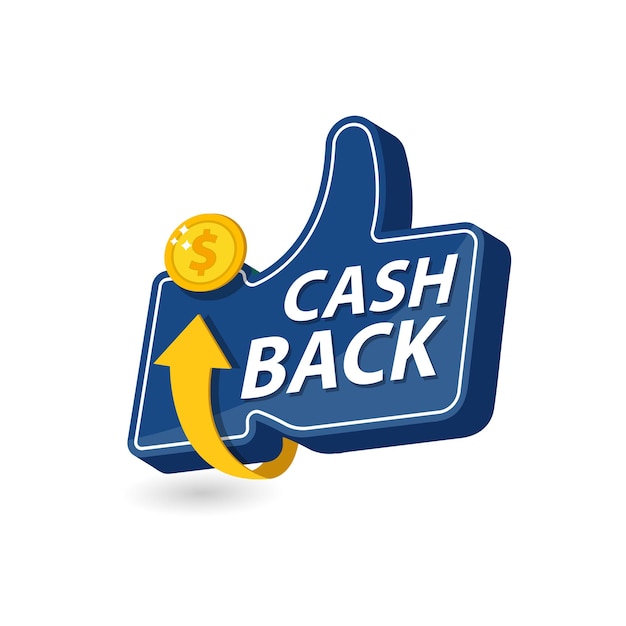 Icona di cash back vettoriale isolata su sfondo bianco cashback o etichetta di rimborso in denaro