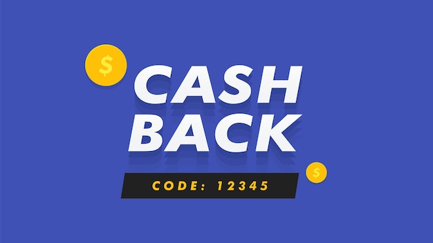 Vector cash back sign isolated on blue background Cashback or money refund label banner