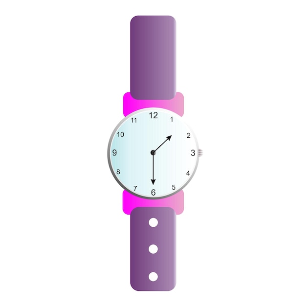 Vector casual horloge met een heldere en sierlijke lavendelkleurige band