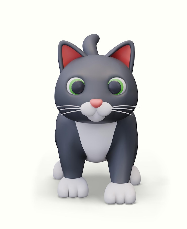 Vector vector cat in 3d style friendly character for children web design