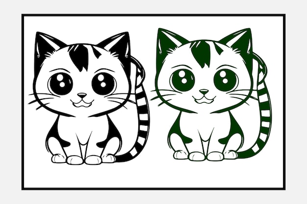 Vector cat cartoon animal cute kawaii doodle coloring page design