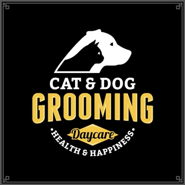 Vector cat and dog grooming logo