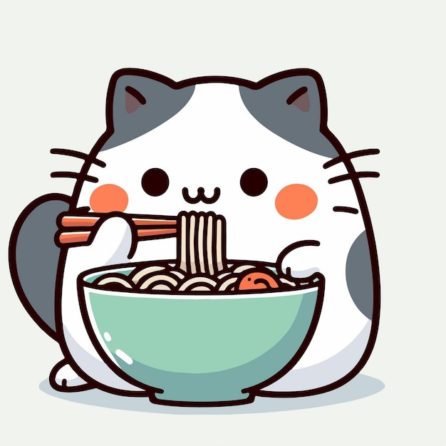 Vector vector cat eating ramen