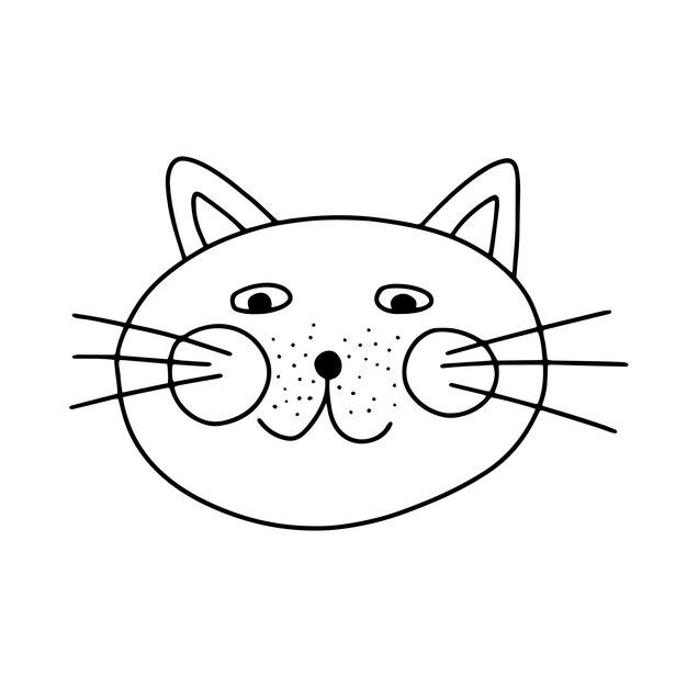Vector cat face hand drawn illustration