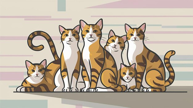 Vector vector cat illustration flat design