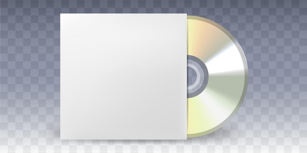 Вектор Векторная коробка cd или dvd с пустой этикеткой, изолированной на прозрачном фоне