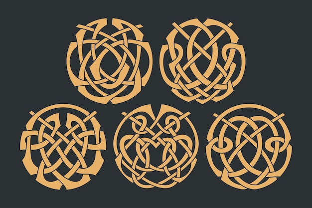 Vector celtic circlar knot Ethnic ornaments set