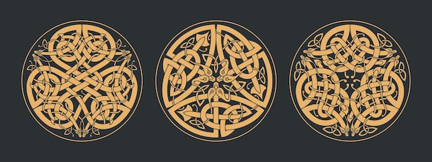 Nodo circolare celtico di vettore set di ornamenti etnici