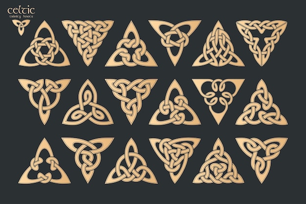 Векторный кельтский троичный узел 18 предметов Этнический орнамент Геометрический дизайн