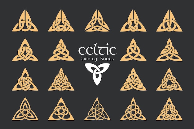 Vector vector celtic trinity knot 18 items ethnic ornament geometric design