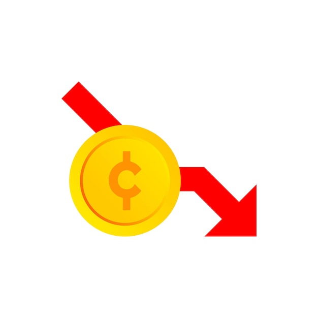 Vector vector of cent coins with descending sign