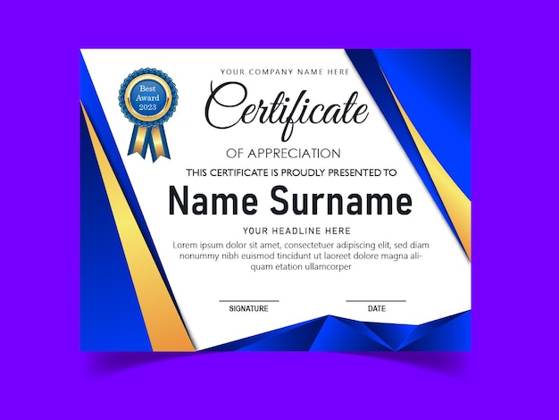 Vector certificate of appreciation template