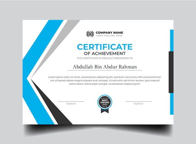 Vector vector certificate of completion design and certificate template