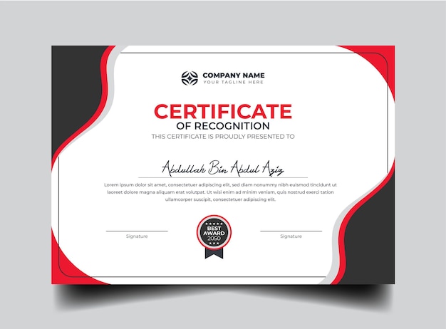 Vector certificate of completion design and certificate template