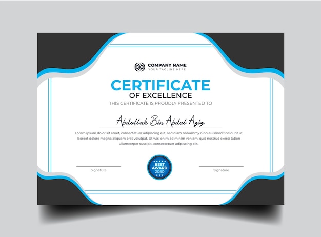 Vector vector certificate of excellence template