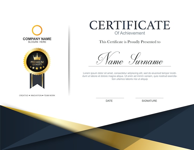 Vector certificate template