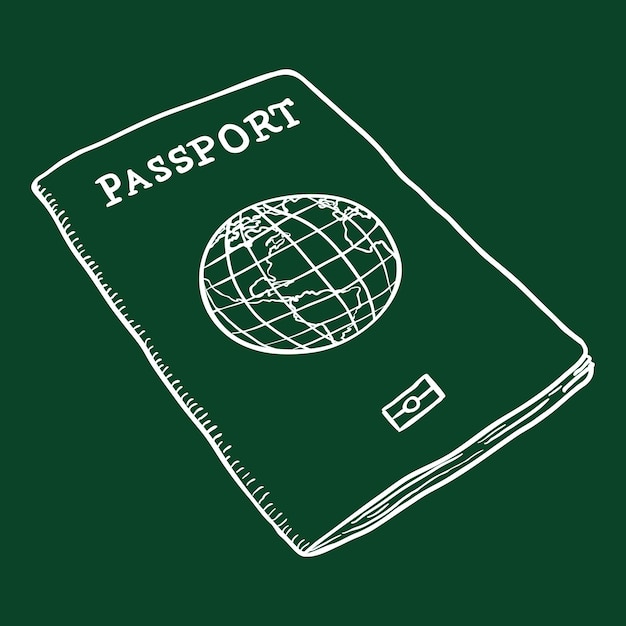 Vector chalk sketch passport illustration