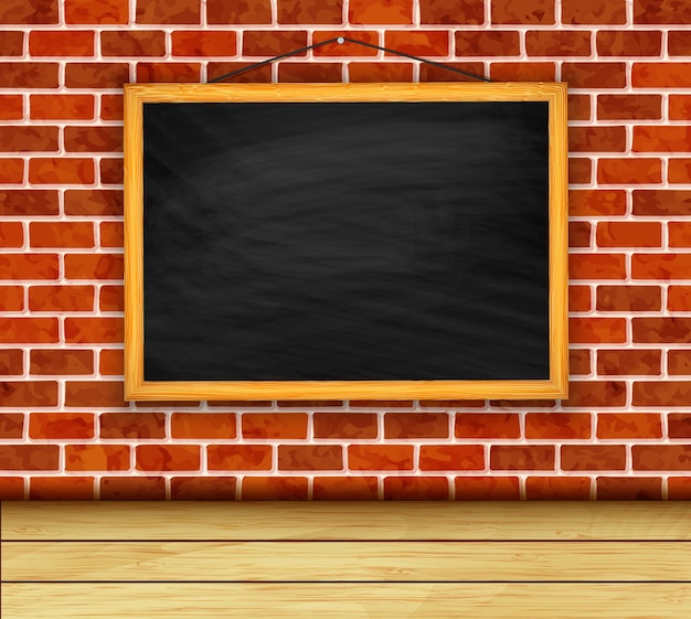 Vector chalkboard on brick wall background