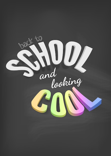 Vector chalkboard kleurrijke banner Terug naar school en kijken cool concept