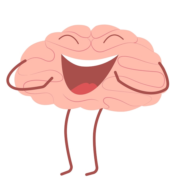 Vector vector character in flat style cheerful brain