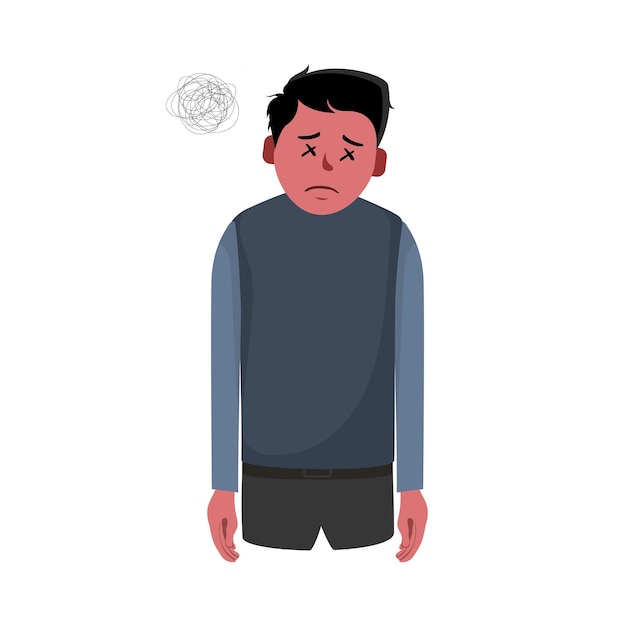 Vector character illustration being tired