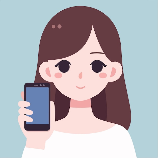 Vector vector character of a person using a smartphone in flat design style