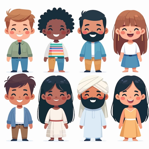 Vector character set with various races