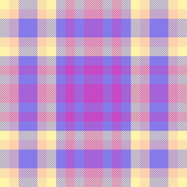 Vector check background of tartan pattern texture with a fabric textile seamless plaid in indigo and yellow colors