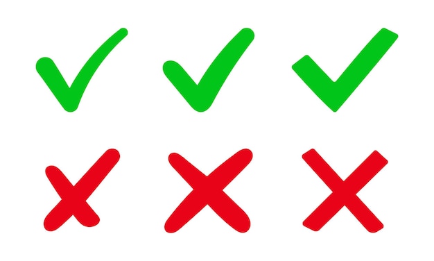vector check and cross mark icon set