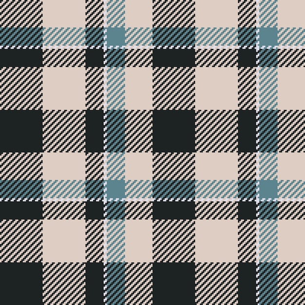 Vector check stof van tartan textuur met een geruite achtergrondpatroon naadloos in lichte en zwarte kleuren