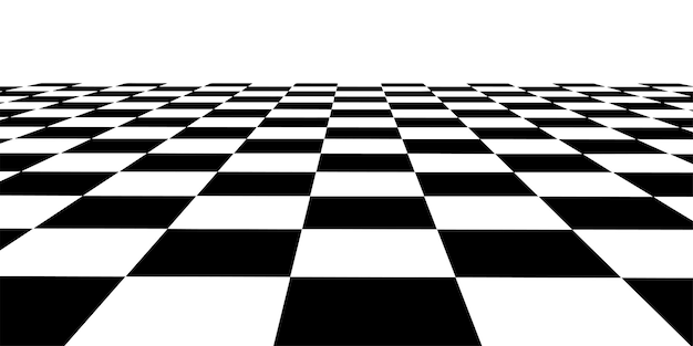 Vector checkerboard perspective grid Technology wireframe landscape Chess board background