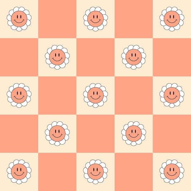 Vector checkered with smile emoticon pattern background