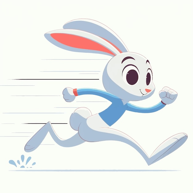 Vector vector cheerful running rabbit in vector illustration
