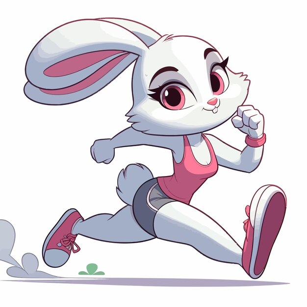 Vector vector cheerful running rabbit in vector illustration