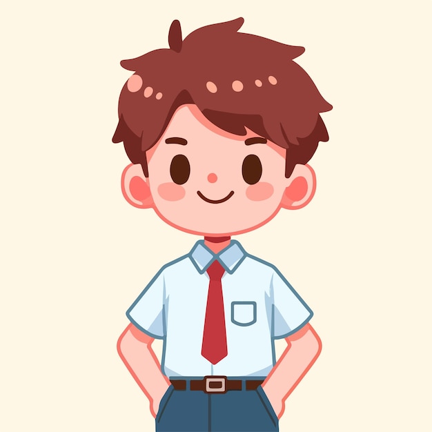 Vector vector a cheerful schoolboy character with a simple and minimalist flat design style