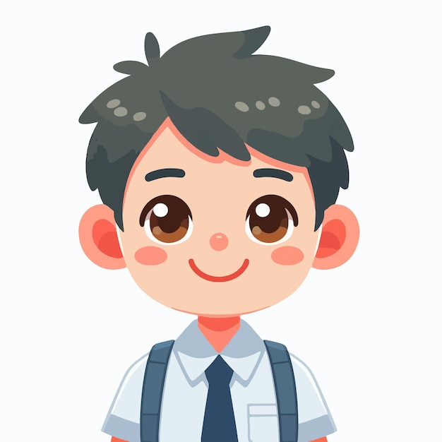 Vector a cheerful schoolboy character with a simple and minimalist flat design style