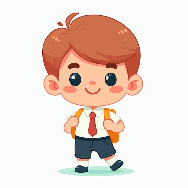 Vector a cheerful schoolboy character with a simple and minimalist flat design style