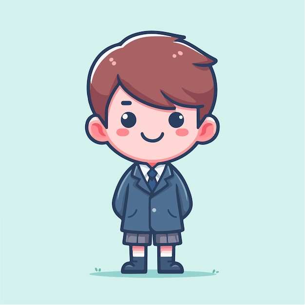 Vector a cheerful schoolboy character with a simple and minimalist flat design style