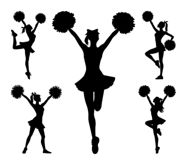 Silhouette gestuale di una cheerleader vettoriale