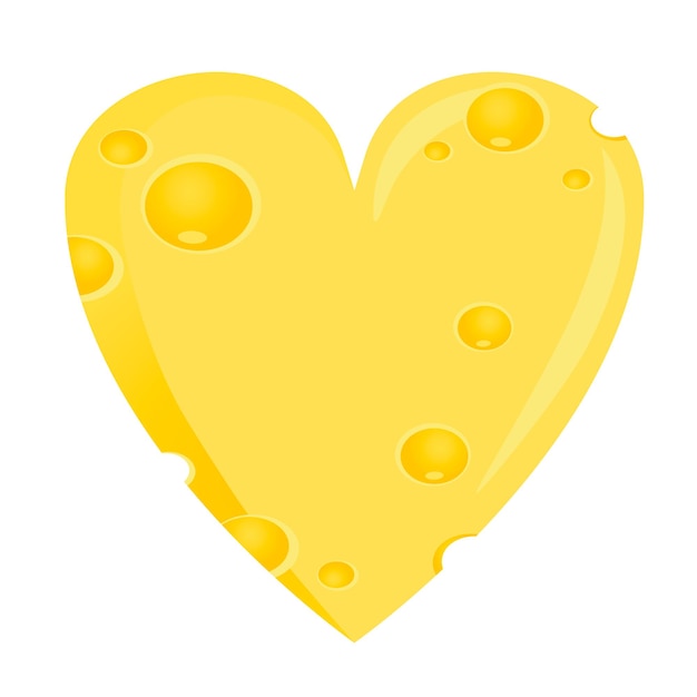 Vector cheese heart in flat style