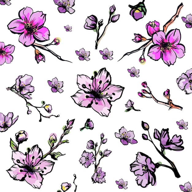 Vector cherry blossom pattern Sakura backgroundjpg