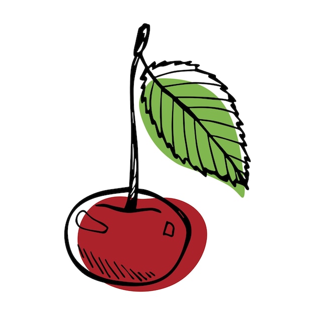 Vector cherry clipart Hand drawn berry icon Fruit illustration