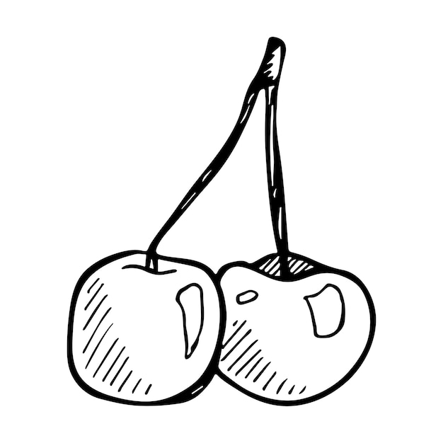 Векторный вишневый клипарт Ручной обращается значок ягоды Фруктовая иллюстрация