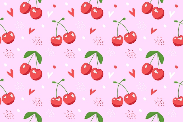 Vector cherry seamless pattern. hand drawn illustration of berry fruit. trendy design for wallpaper