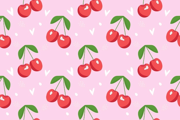 Vector vector cherry seamless pattern. hand drawn illustration of berry fruit. trendy design for wallpaper