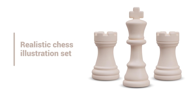 Vector vector chess king two rooks set of chess pieces for combinations