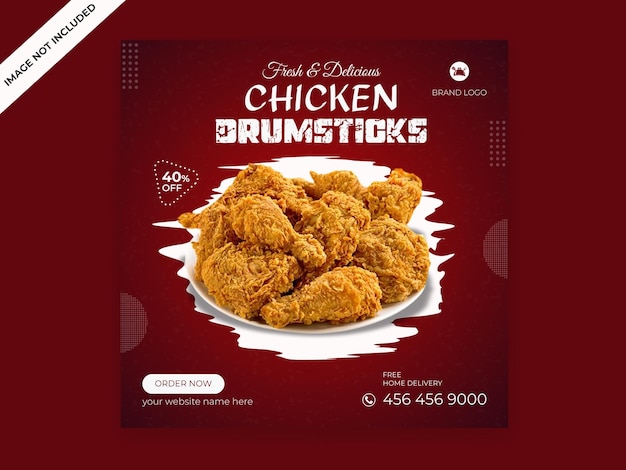 Vector vector chicken drumsticks fast food menu delicious restaurant social media post banner design