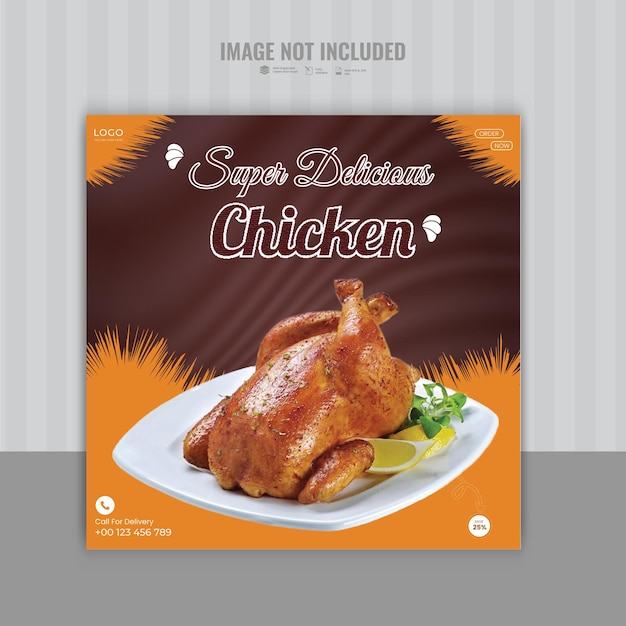 Vector chicken food social media banner post template